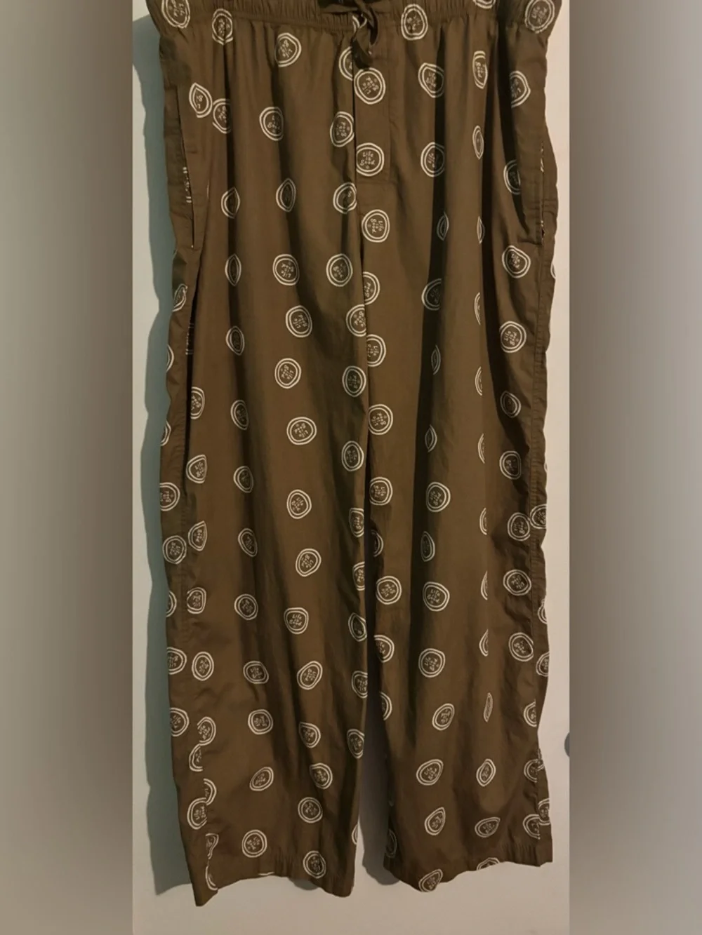 Life is Good Mens‎ Sz XL Khaki Logo Pajama Pants Drawstring Elastic Waist Cotton